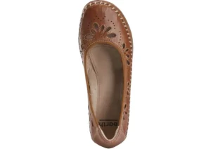 Alder Azza Sand Brown Perforated Leather Ballet Flat