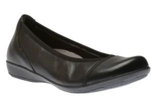 Alder Varden Black Leather Ballet Flat Shoe