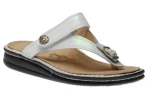 Alexandria White Leather Thong Sandal