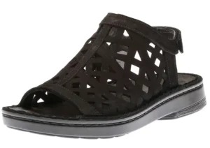 Amadora Black Leather Wide Width Sandal