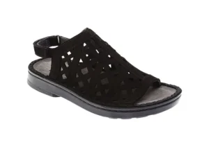 Amadora Black Leather Wide Width Sandal