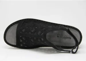 Amadora Black Leather Wide Width Sandal