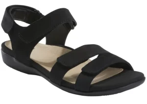 Amal Black Leather Adjustable Strappy Sandal