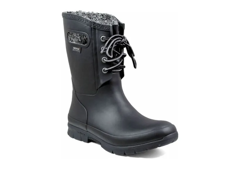 amanda_plush_laceup_black_1.webp Amanda Plush Lace-Up Black Women's Insulated Rain Boot