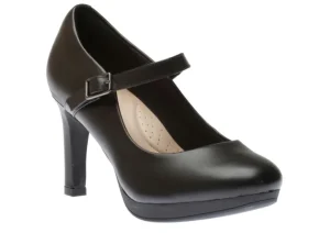 Ambyr Shine Black Leather Mary Jane Heel Pump