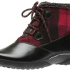 Amelia Black Red Flannel Lace-Up Boot