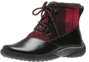 Amelia Black Red Flannel Lace-Up Boot