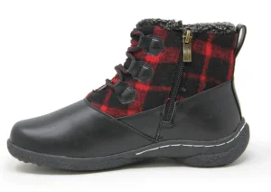 Amelia Black Red Flannel Lace-Up Boot
