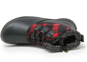 Amelia Black Red Flannel Lace-Up Boot