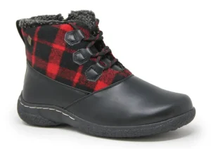 Amelia Black Red Flannel Lace-Up Boot