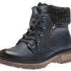 Amy Navy Lace-Up Ankle Boot