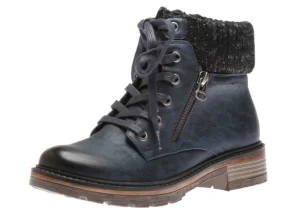 Amy Navy Lace-Up Ankle Boot