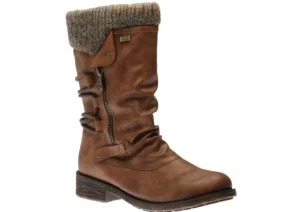 Andros Brown Knit Mid-Height Boot