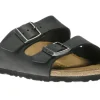 Arizona Black Oiled Leather Slide Sandal
