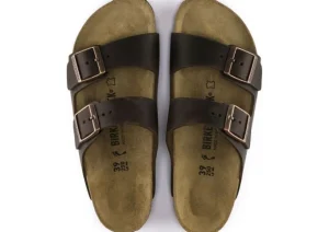 Arizona Hard Footbed Habana Brown Oiled Leather Slide Sandal