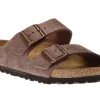Arizona Soft Footbed Habana Brown Oiled Leather Slide Sandal