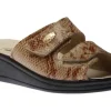Beige Brown Snakeskin Slide Wedge Sandal