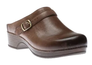 Berry Brown Milled Burnished Leather Clog