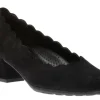 02.211.47 Black Suede Leather Scalloped Block Heel