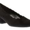 92.221.47 Black Suede Leather Scalloped Block Heel