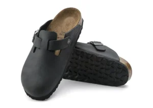 Boston Black Oiled Leather Clog