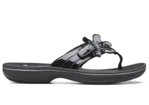 Brinkley Flora Black Patent Thong Sandal