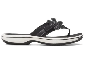 Brinkley Flora Black White Thong Sandal