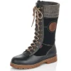 Castor Black Leather Knit Boot