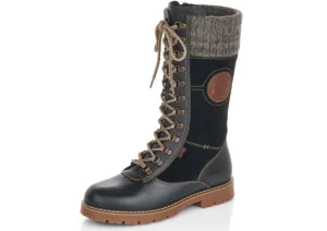 Castor Black Leather Knit Boot