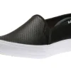 Double Decker Black Perforated Leather Slip-On Sneaker