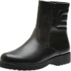 Double Zipper Grip Black Winter Boot