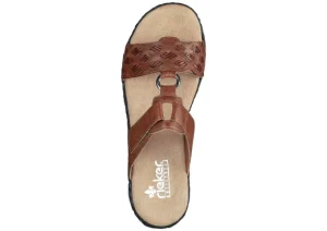 Eagle Brown Embossed Wedge Slide Sandal