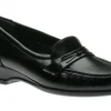Easier Black Leather Slip On Wedge Loafer