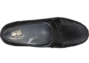 Easier Black Leather Slip On Wedge Loafer