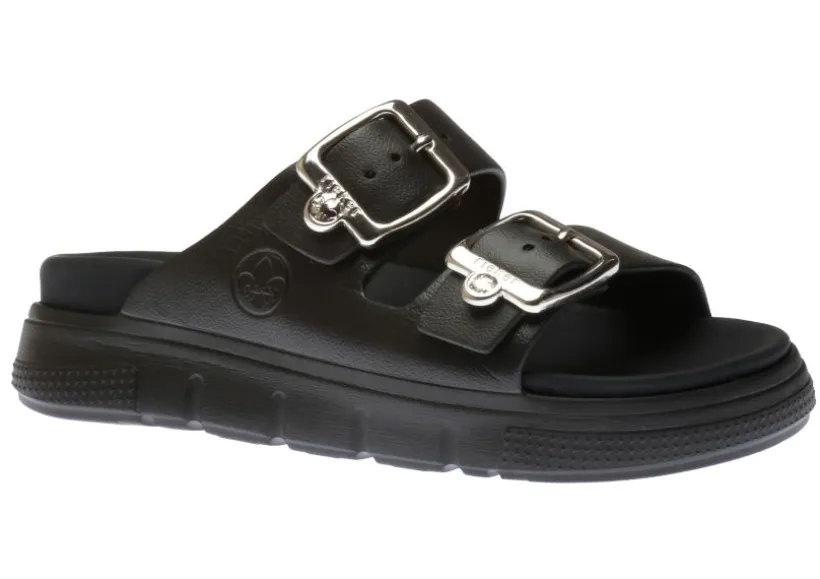 eva_black_double_strap_si_0.webp Eva Black Double Strap Silver Buckle Slide Sandal
