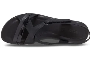 Felicia Sandal Black Leather Adjustable Strap Wedge Sandal