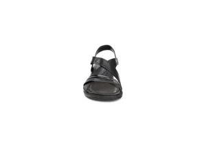 Felicia Sandal Black Leather Adjustable Strap Wedge Sandal