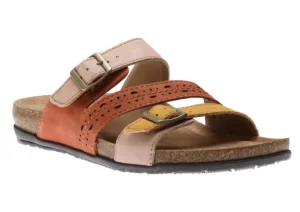Felix Amber Yellow Multicolour Perforated Strappy Slide Sandal