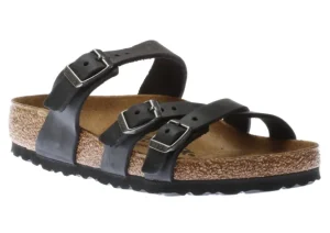 Franca Black Oiled Leather Slide Sandal