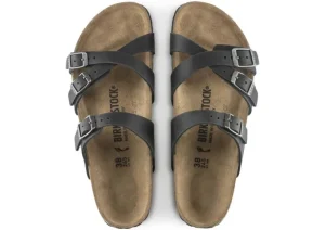 Franca Black Oiled Leather Slide Sandal