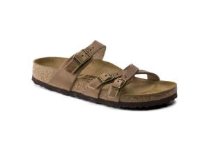 Franca Oiled Leather Tobacco Brown Slide Sandal