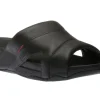 Freeway Black Leather Pool Slide Sandal