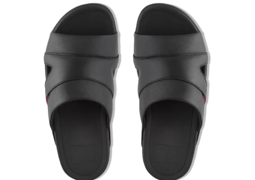freeway_black_leather_poo_1.webp Freeway Black Leather Pool Slide Sandal