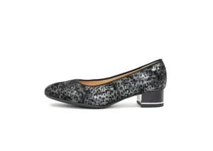 Gabrielle Black & Silver Animal Print Pump