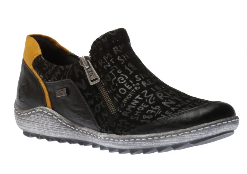 gargano_black_yellow_prin_0.webp Gargano Black Yellow Print Zipper Sneaker