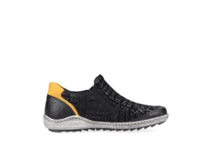 Gargano Black Yellow Print Zipper Sneaker