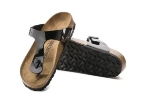 Gizeh Birko-Flor Black Patent Thong Sandal