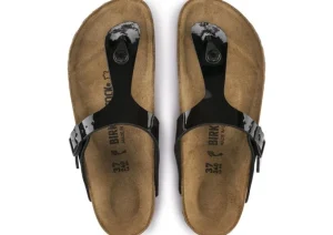 Gizeh Birko-Flor Black Patent Thong Sandal
