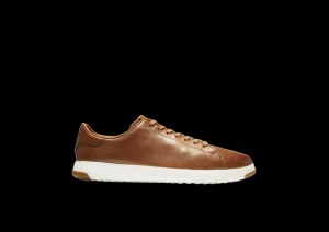 GrandPru00f8 Brown Leather Lace-Up Tennis Sneaker