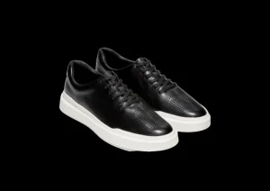 GrandPru00f8 Rally Laser Cut Black Leather Lace-Up Sneaker